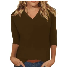 Lightning Deals Today Womens Tops Three Quarter Sleeve Pullover Tops Solid Color Printed Blouse Summer Fashion V Neck Dress Casual Plain Women Bottoming Shirt for Outdoor Sale Clearance 1P Lightning Deals Today Womens Tops Three Quarter Sleeve Pullover Tops Solid Color Printed Blouse Summer Fashion V Neck Dress Casual Plain Women Bottoming Shirt for Outdoor Sale Clearance 1P