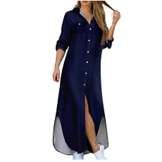Lightning Deals Women's Plus Size Shirts Dresses Solid Comfy Cotton Linen Dress Single Breasted Lapel Drawstring Dress Spring Summer Long Sleeve Long Dress Basic Work Dress UK Sale Clearance Lightning Deals Women's Plus Size Shirts Dresses Solid Comfy Cotton Linen Dress Single Breasted Lapel Drawstring Dress Spring Summer Long Sleeve Long Dress Basic Work Dress UK Sale Clearance