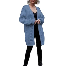 Lightweight Cardigan Sweaters for Women Woman Autumn V Neck Solid Color Long Sleeve Loose Knitwear Plus Size Coat Lohas Time Cardigan Sweatshirt Cardigan Women (Sky Blue, XL)