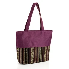 Lightweight Ladies Purple tone tribal print Fashion Tote/Beach Bag Lined