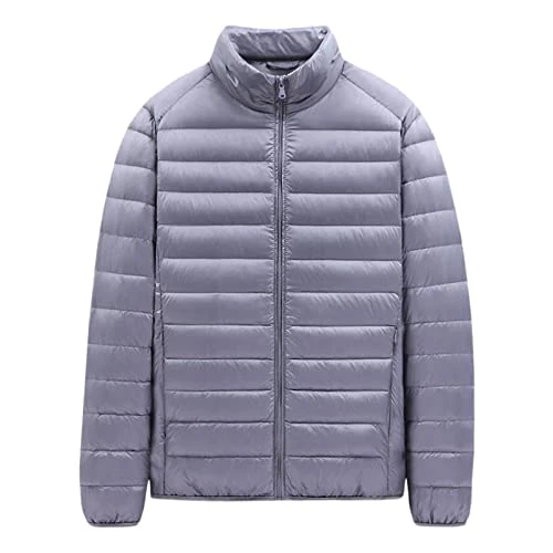 Lightweight Quilted Jacket Men's Without Hood, Hybrid Jacket Men's Outdoor Hiking Jacket Plain Outdoor Jacket Soft Bomber Jacket Stretch Work Jacket Comfortable Thermal Jacket Loose Fit Down
