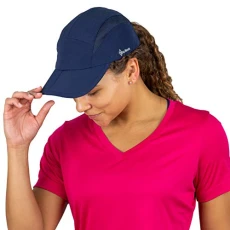 Lightweight Travel Hat | Summer Running Cap for Women | Folding Hat with UV Protection - Navy