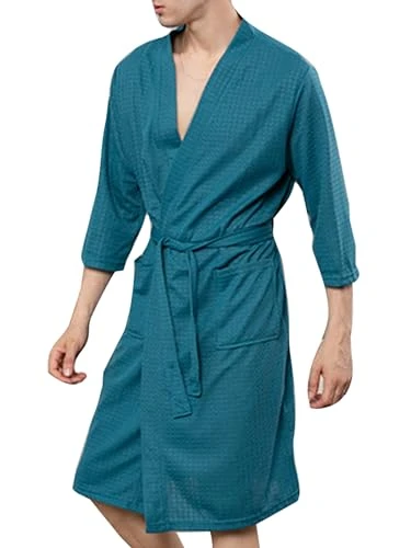 Lightweight Waffle Robes For Women And Men Dressing Gowns Spa Kimono Soft Hotel Bathrobe Loungewear Nightwear Green 3XL