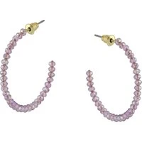 Lilac Circe Beaded Hoop Earrings - Purple