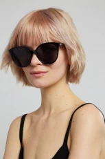 Lilly Round Cat Eye Sunglasses - Black