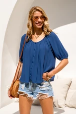 Lily Lane Navy Blouse - Blue