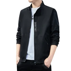 Limited Time Deals Nylon Rain Jacket Mens Autumn Winter Stand Neck Top Blouse Coat Jacket With Pockets Farmer Jacket Mens Mens Blue Bomber Jacket Mens Fashi Warehouse Clearance Bargains Sale