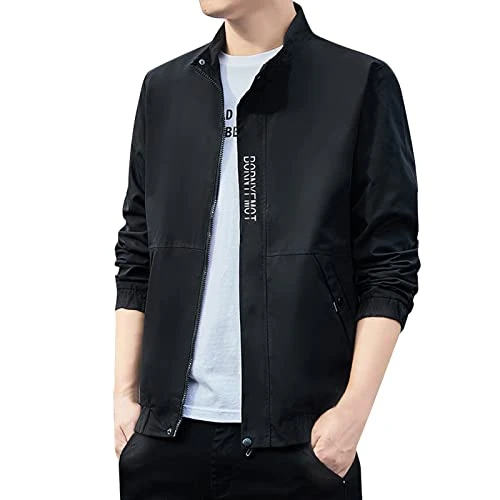 Limited Time Deals Nylon Rain Jacket Mens Autumn Winter Stand Neck Top Blouse Coat Jacket With Pockets Farmer Jacket Mens Mens Blue Bomber Jacket Mens Fashi Warehouse Clearance Bargains Sale