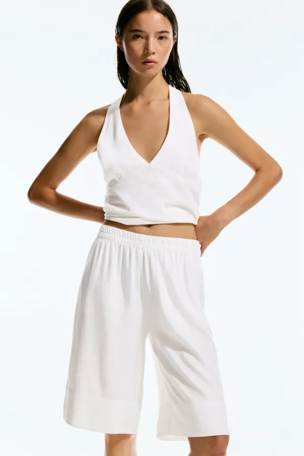 Linen Bermuda Shorts - White