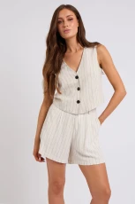 Linen-Blend Pinstripe Waistcoat /