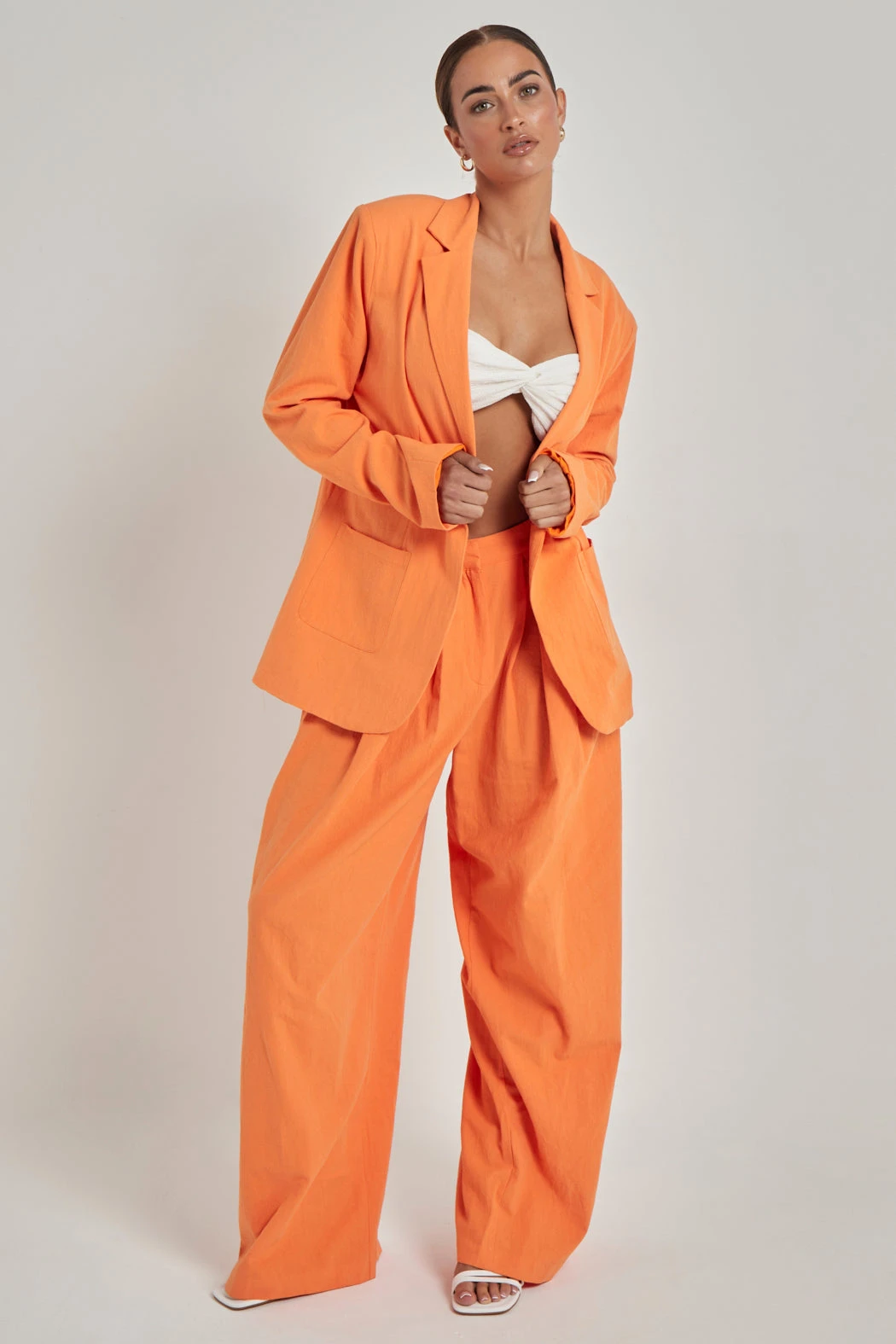 Linen Wide Leg Trouser Orange /