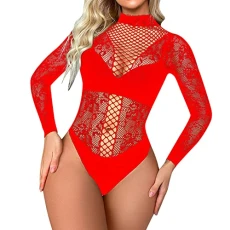 Lingerie and Stocking Set Ladies Nightwear Sold Color Long Sleeve Mesh Seductive Stockings Tight Sexy Mesh Coat W572 Travel Essentials Promotion Red