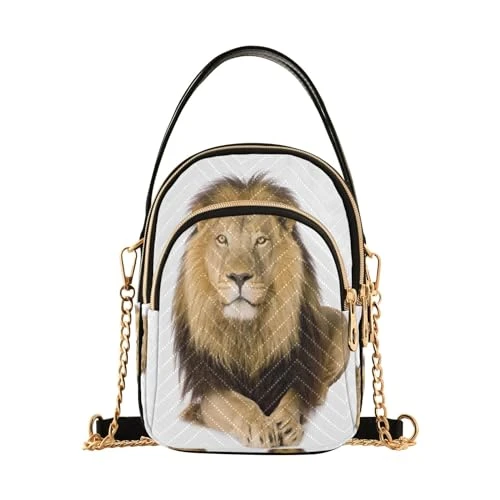 Lion Women's Crossbody Handbags Casual Chain Purse Leather Shoulder Bags for Ladies