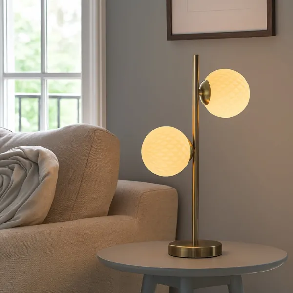 Lior 2 Light Antique Brass & Glass Table Lamp - Size One Size - Gold