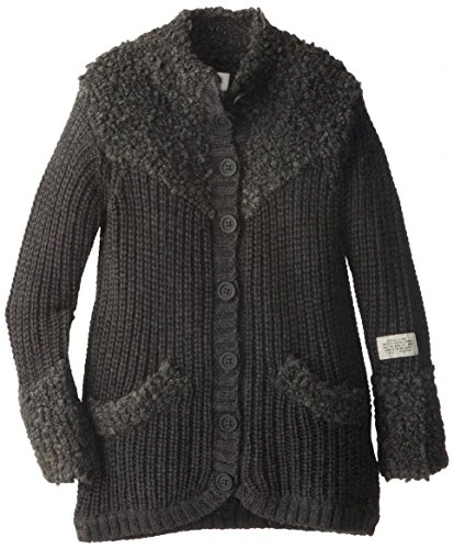 Little Girls' Kros Long Button Front Cardigan, Charcoal Grey, 4 Years