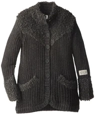Little Girls' Kros Long Button Front Cardigan, Charcoal Grey, 4 Years