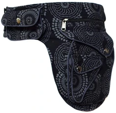 Little Kathmandu Cotton Popper Waist Bag Pocket Fanny Pack Travel Pouch Black(Size: One Size) Little Kathmandu Cotton Popper Waist Bag Pocket Fanny Pack Travel Pouch Black(Size: One Size)
