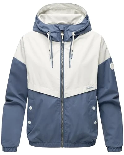 Liubkaa Lightweight Women's Transition Jacket Oversize Bomber Jacket Short with Hood XS-3XL, Blue (Dusty Blue), XXL