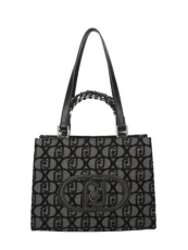 LIU.JO Small Shopping Bag Handbag Shoulder Bag Jacquard Logo, Black, Black, blackone