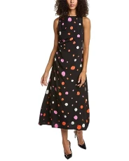 Lizzzee Ruched Side Detail Midi Dress Black 1 (US 4)