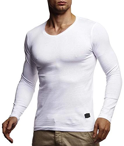 LNWI2 Men's Long-Sleeved Shirt Basic Pullover V-Neck Slim Fit Men's Jumper Thin Sweatshirt V-Neck Sh