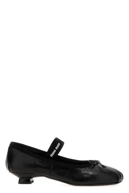 Logo bow ballet flats - Black