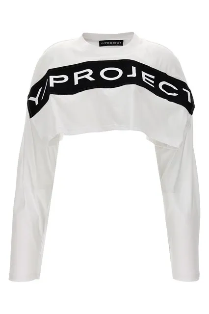 Logo crop t-shirt cotton - White/Black