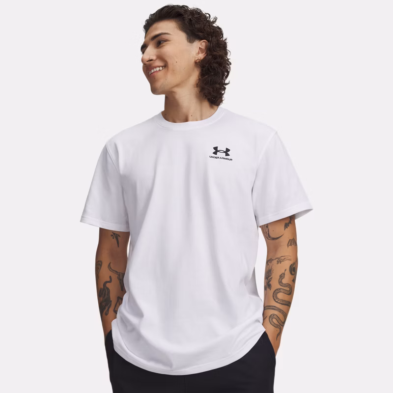 Logo Embroidered Heavyweight Mens Short Sleeve White / Black - White