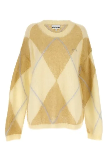 Logo embroidery diamond sweater - Yellow