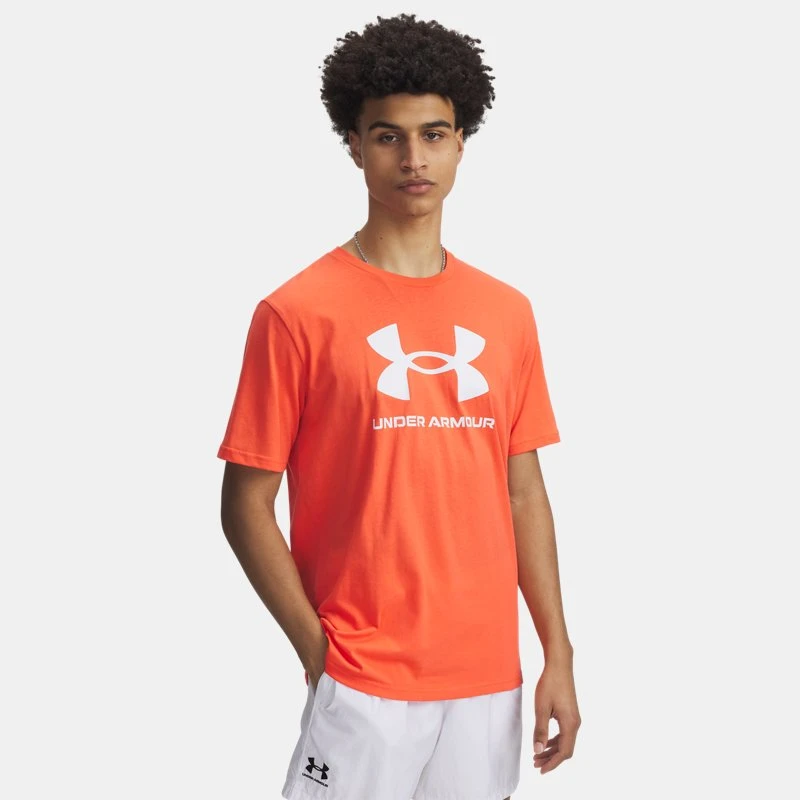 Logo Mens Short Sleeve Fire / White Orange