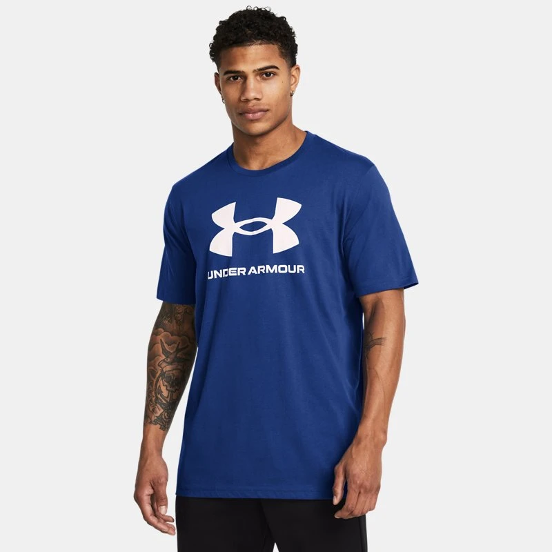 Logo Mens Short Sleeve Tech Blue / White