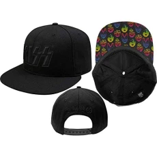 Logo Printed Peak Snapback Cap Black