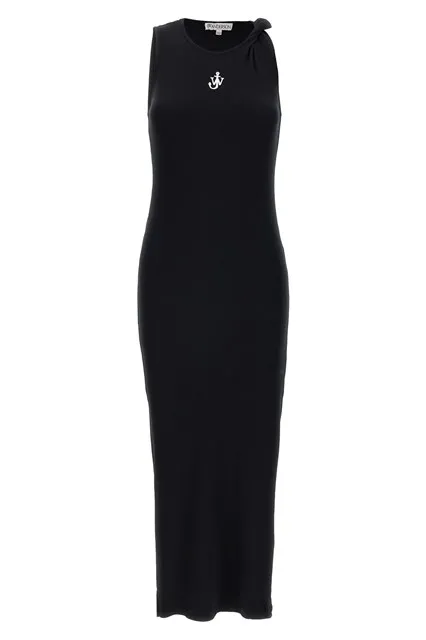 Logo ribbed dress - Black
