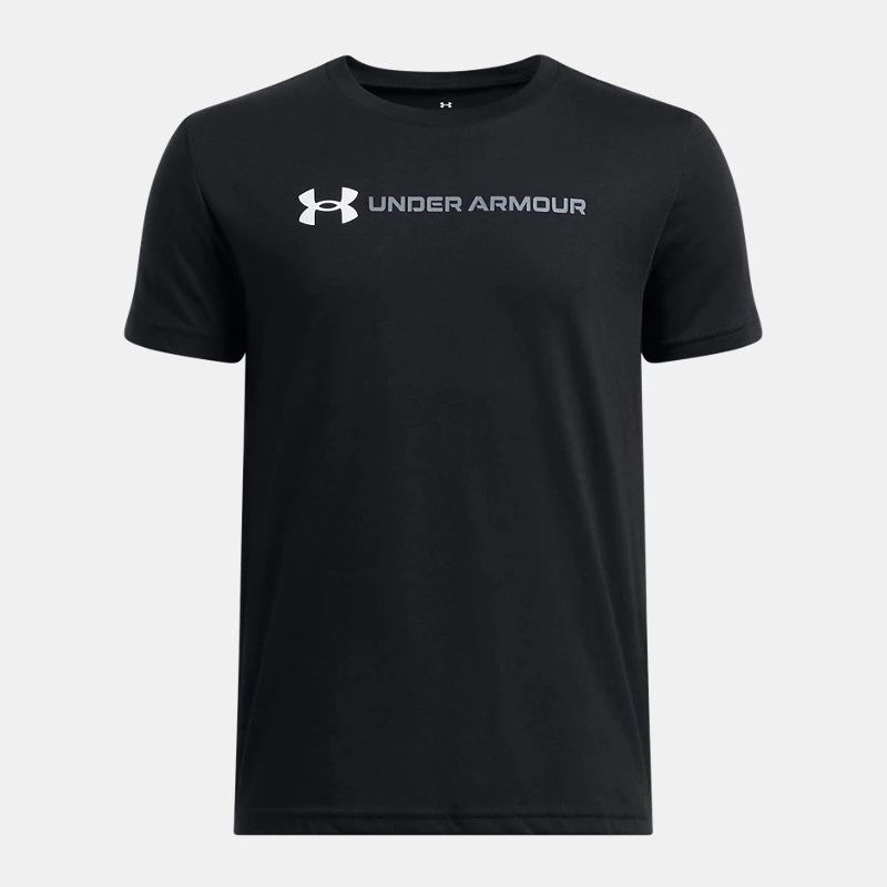 Logo Wordmark Boys Short Sleeve Black / White / Titan Gray YLG (59 in)