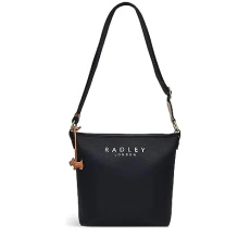 London Addison Gardens Responsible Medium Ziptop Crossbody for Women, in Black Recycled Polyester