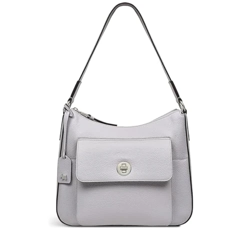 London Colebrook Medium Shoulder Handbag for Women in Thistle Soft Grained Leather with Shoulder Strap