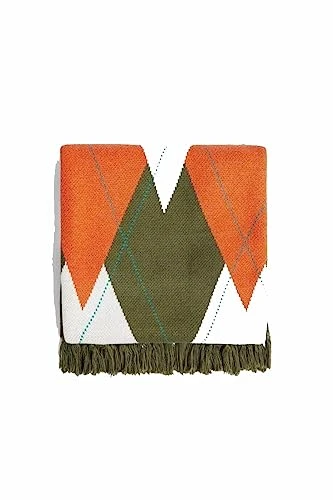 LONDON - HIGHAM ORANGE KNITTED ARGYLE SCARF