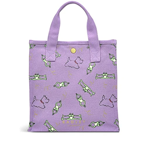London Jumping for Joy- Small Open Top Tote Bag Recycled Fabric in Lavender Lilac