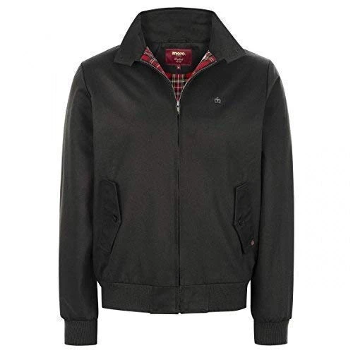 London Men's Black Harrington 60S Retro Bomber Jacket (S)