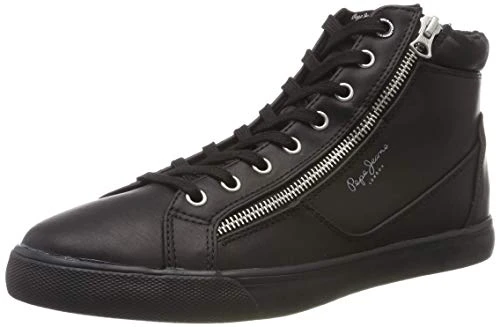 London Men's Marton Zipper Hi-Top Trainers, Black (Black 999), 7.5 UK