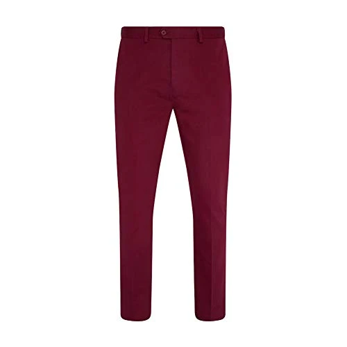 London Mens Sta-Press Mod Winston Trousers Burgundy/Wine Waist 38 Leg 32