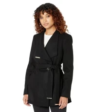 London ROSESS Short Belted Wool Wrap Coat London ROSESS Short Belted Wool Wrap Coat