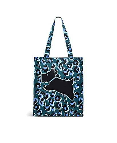 London Walk on the Wild Side Medium Open Top Tote in Verdigris Recycled Cotton