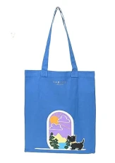 London Womens Ladies Girls Room with a View - Responsible Cotton - Medium Tote Shoulder Bag in Atlantic Blue