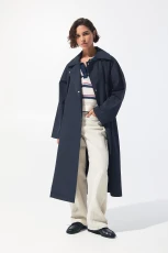 Long Oversize Trench Coat - Navy