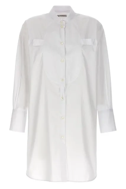Long plastron tuxedo shirt - White