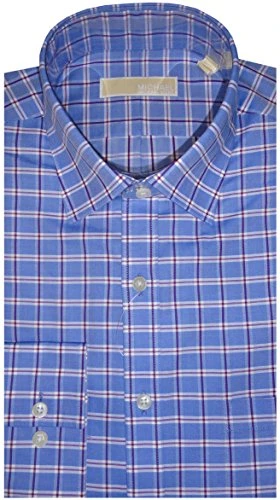 Long Sleeve Button Up Shirt Andes Blue Checkered - Multi - 16.5" Neck 34-35" Sleeve