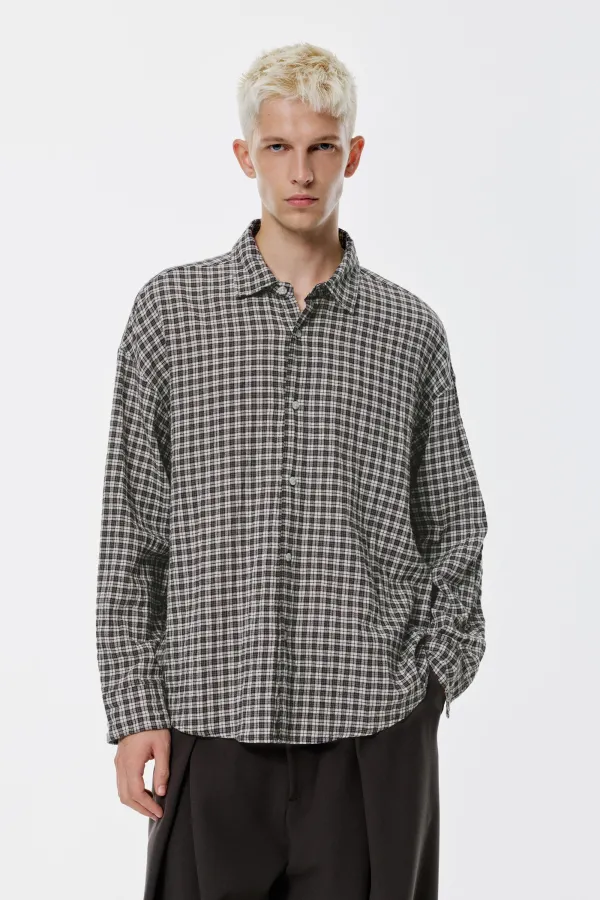 Long Sleeve Check Shirt - Grey