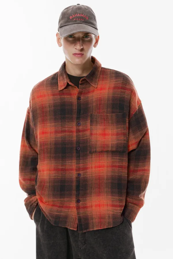 Long Sleeve Checked Shirt - Red