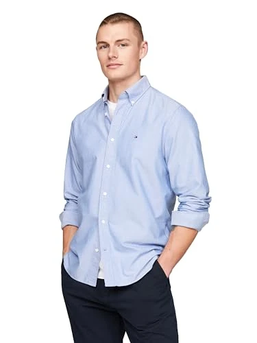 Long Sleeve Oxford Regular Fit, Men's Button Down Shirts, Also Available in Big and Tall, Shirt Blue